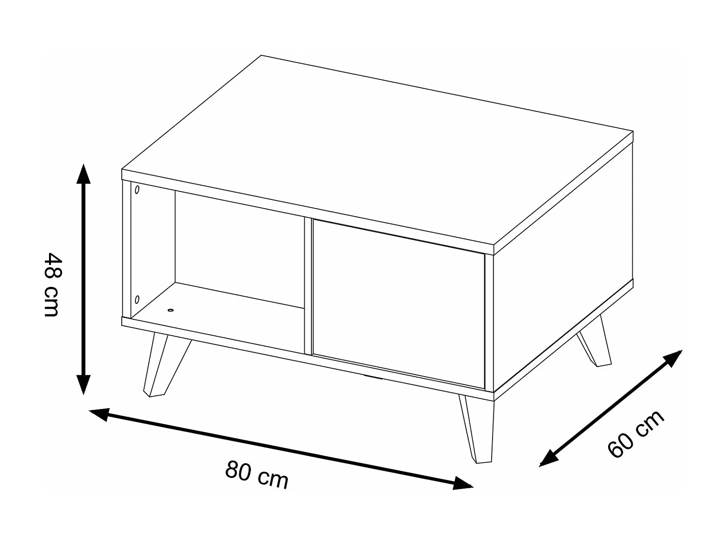 COUCHTISCH Cozy Eiche Rustikal 80 / 60 / 48cm