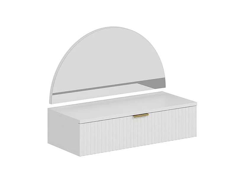 Coiffeuse suspendue avec miroir et LEDs - 1 tiroir - Blanc - FRALYN de Pascal Morabito