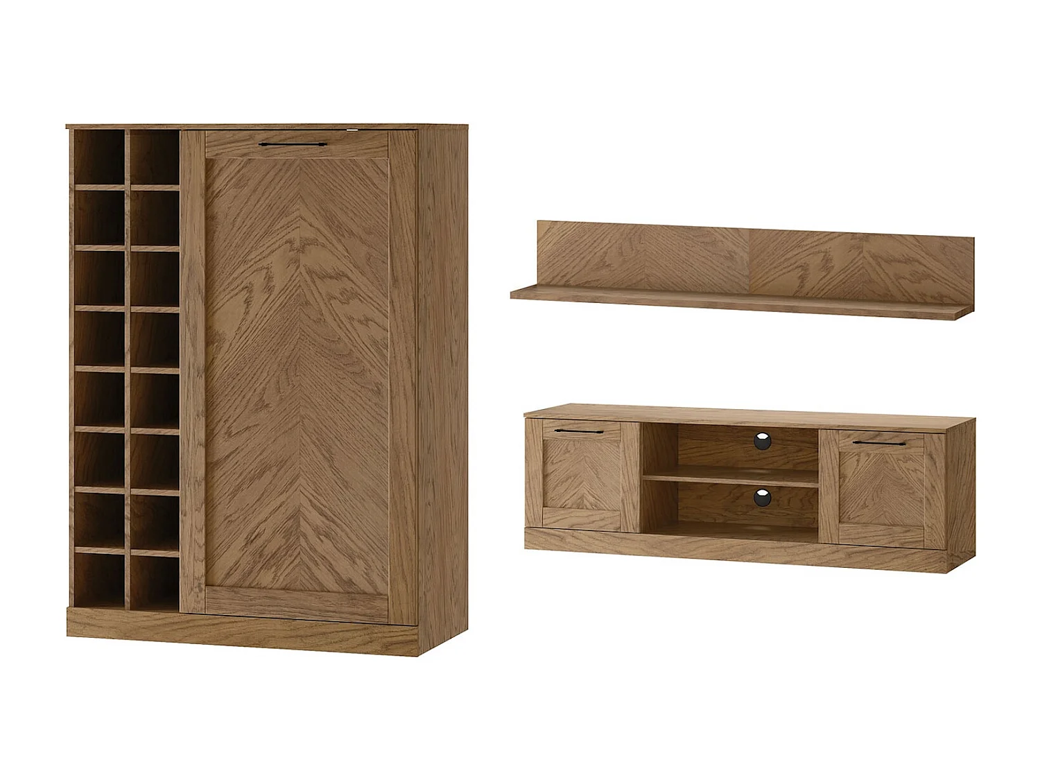 WOHNWAND Cozy Eiche Rustikal 3-teilig