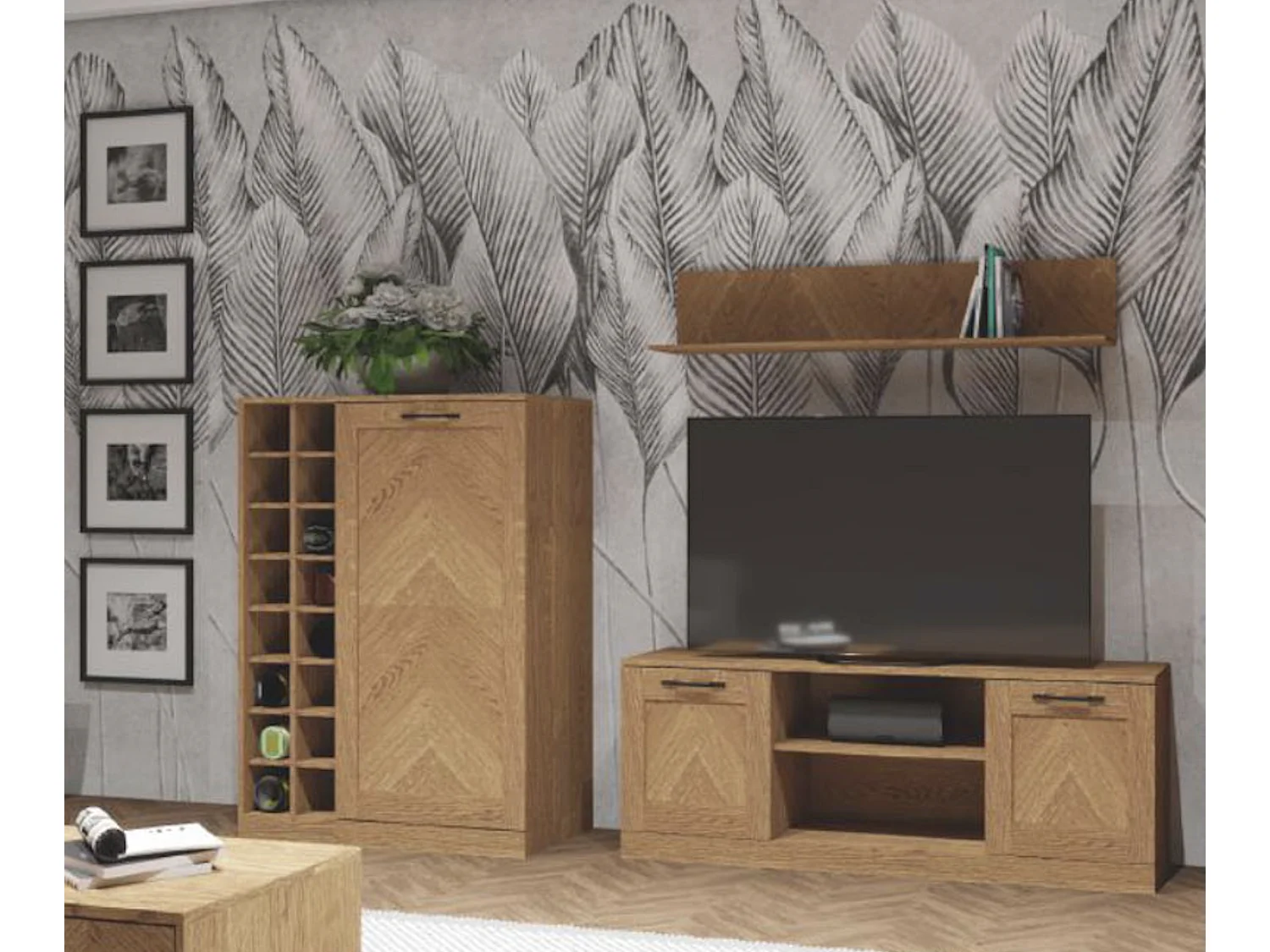 WOHNWAND Cozy Eiche Rustikal 3-teilig