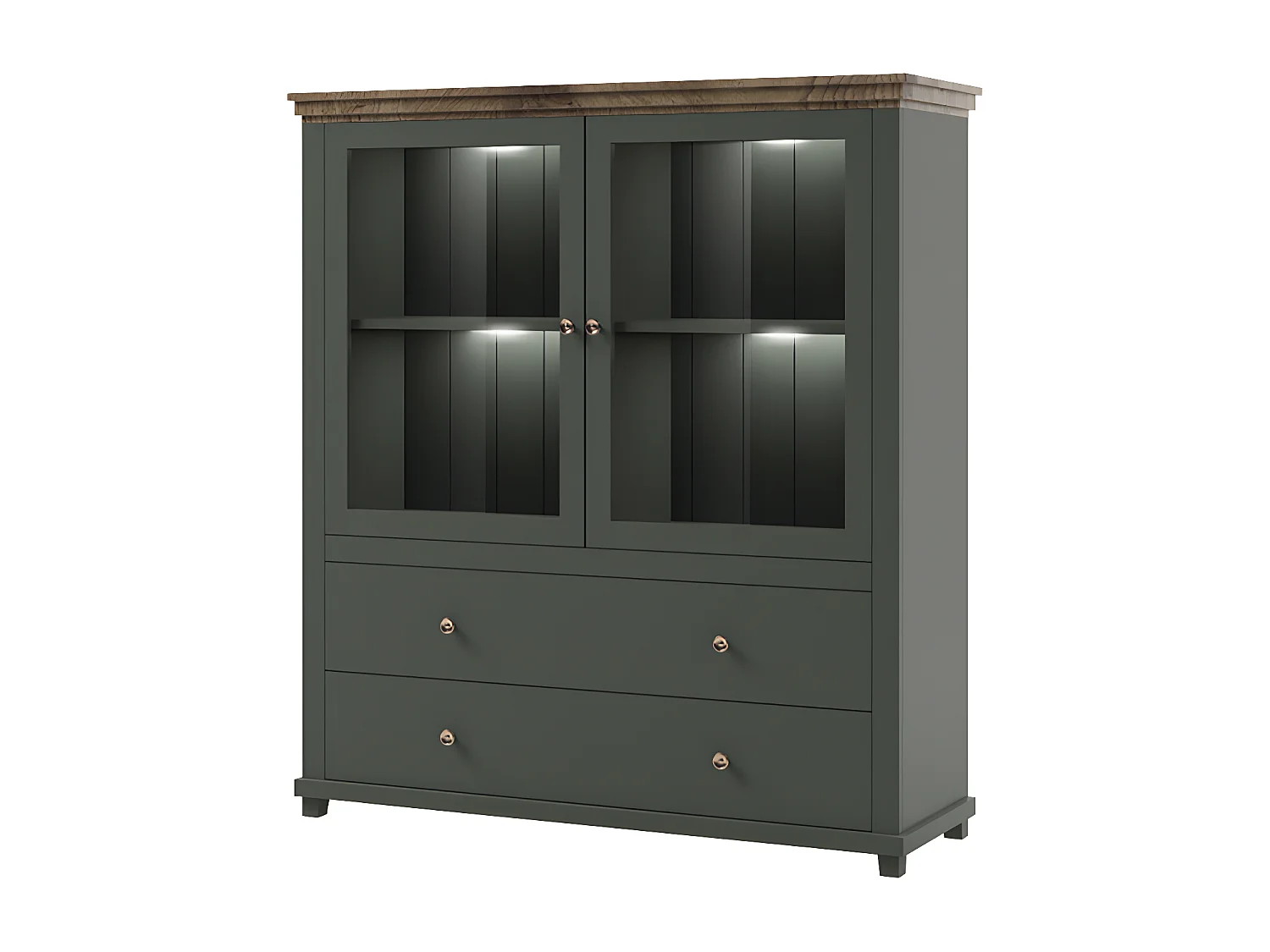 WOHNZIMMER-SET Evora grün / Eiche Lefkas 5-teilig