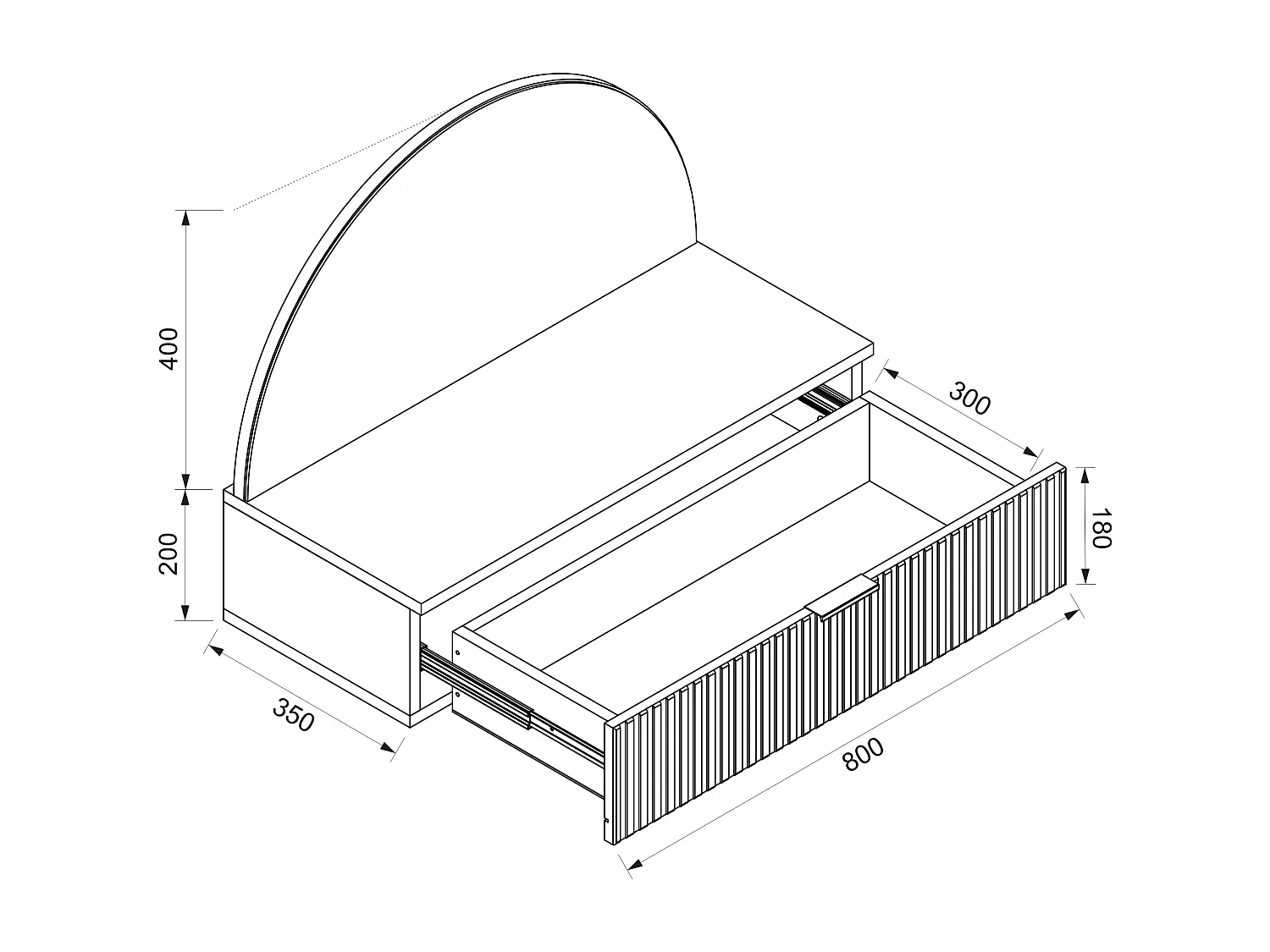 Coiffeuse suspendue avec miroir et LEDs - 1 tiroir - Beige - FRALYN de Pascal Morabito