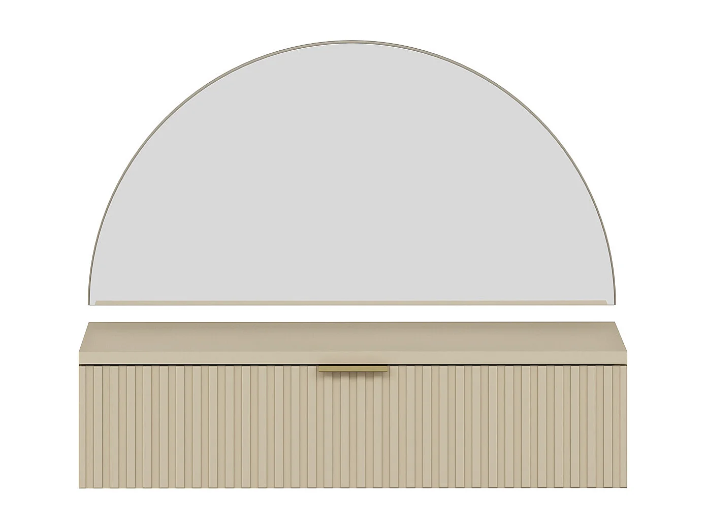 Toucador suspenso com espelho e LEDs, 1 gaveta, bege - FRALYN de Pascal Morabito