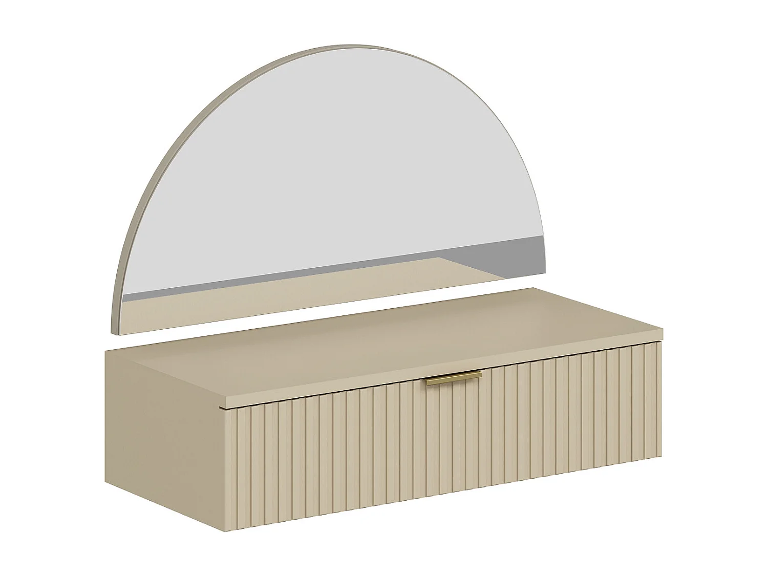 Toucador suspenso com espelho e LEDs, 1 gaveta, bege - FRALYN de Pascal Morabito