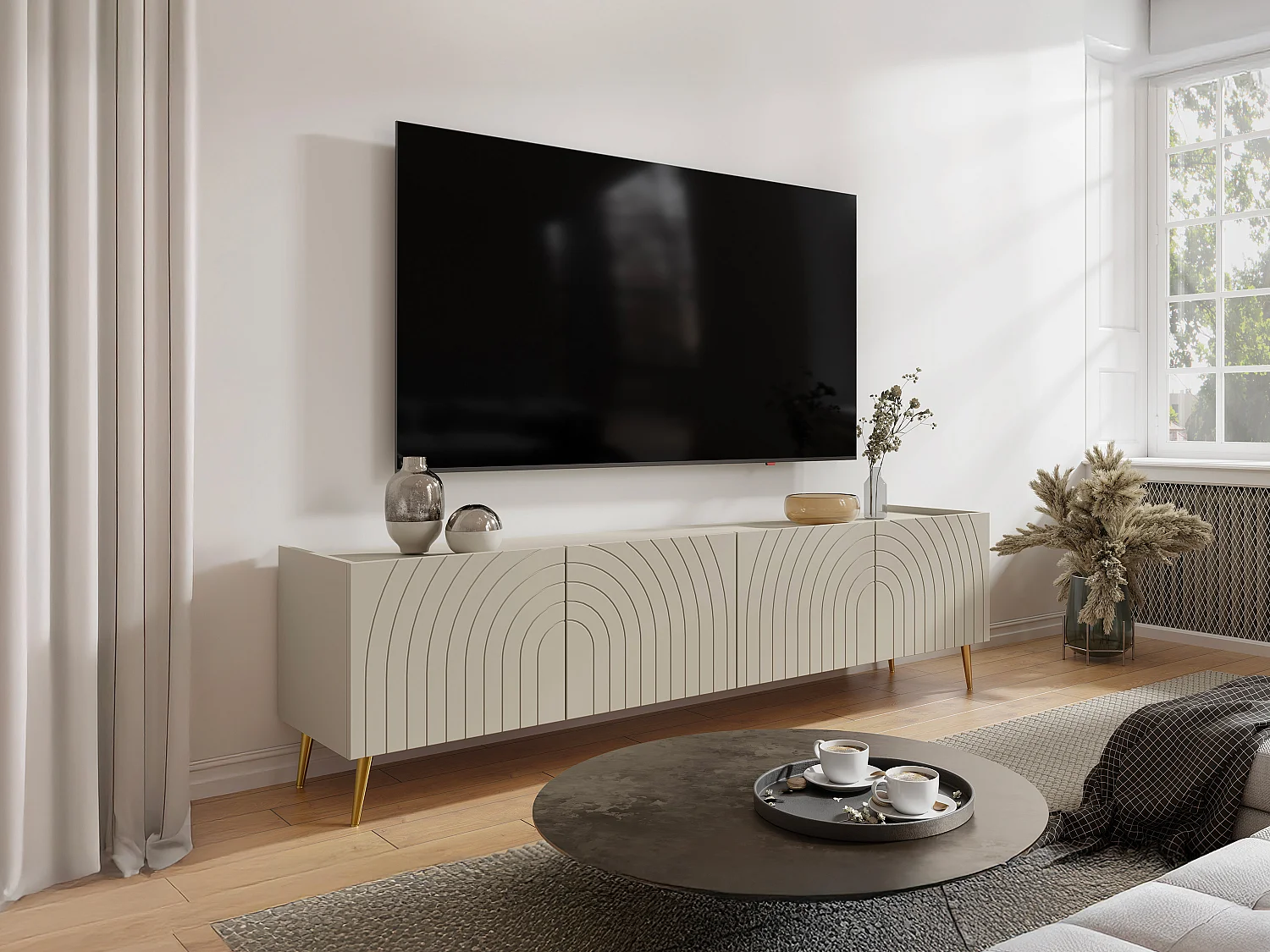 Meuble TV avec 4 portes - Beige - NORSIM de Pascal Morabito