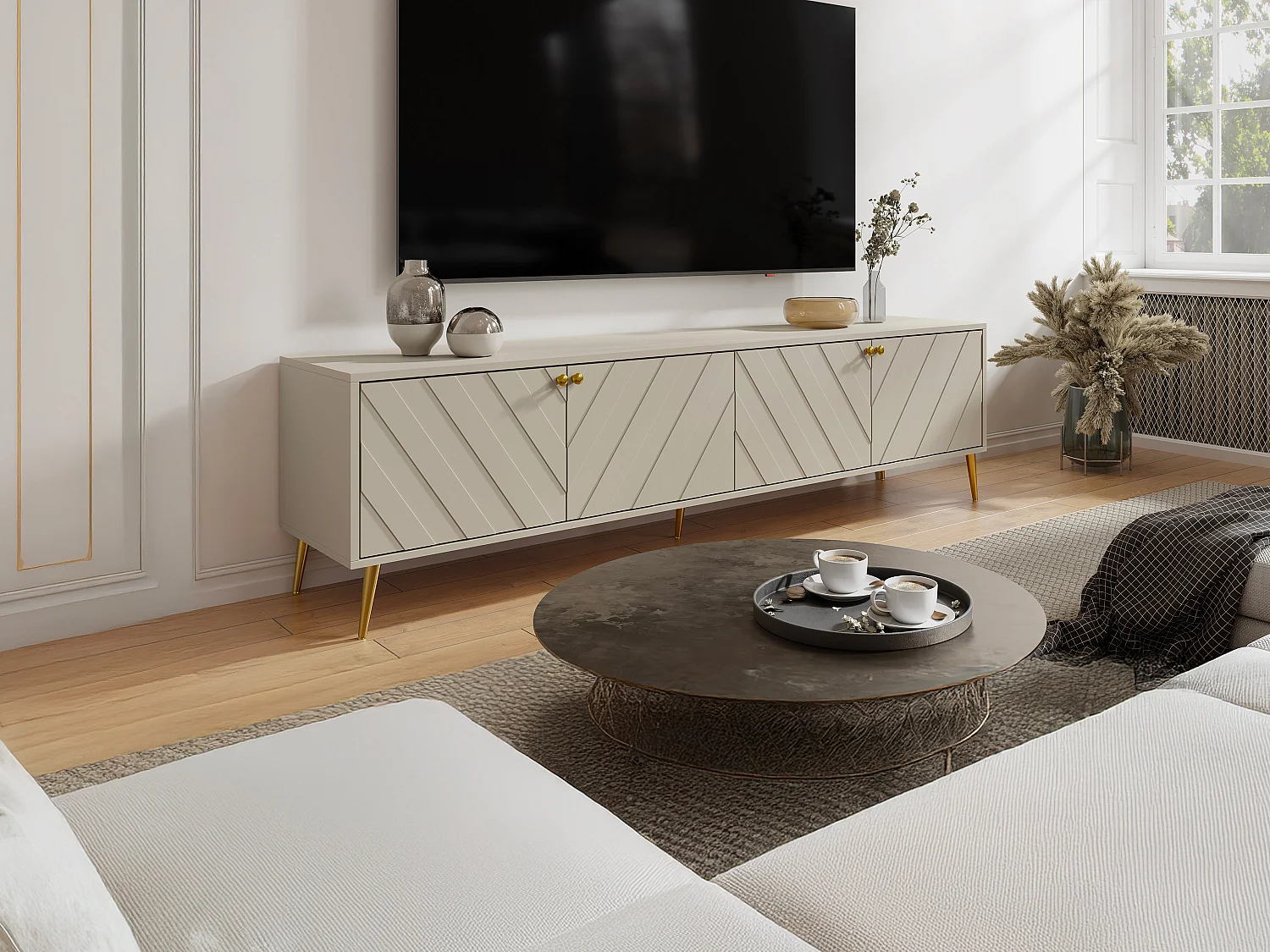 Meuble TV avec 4 portes - Beige - TEODA de Pascal Morabito