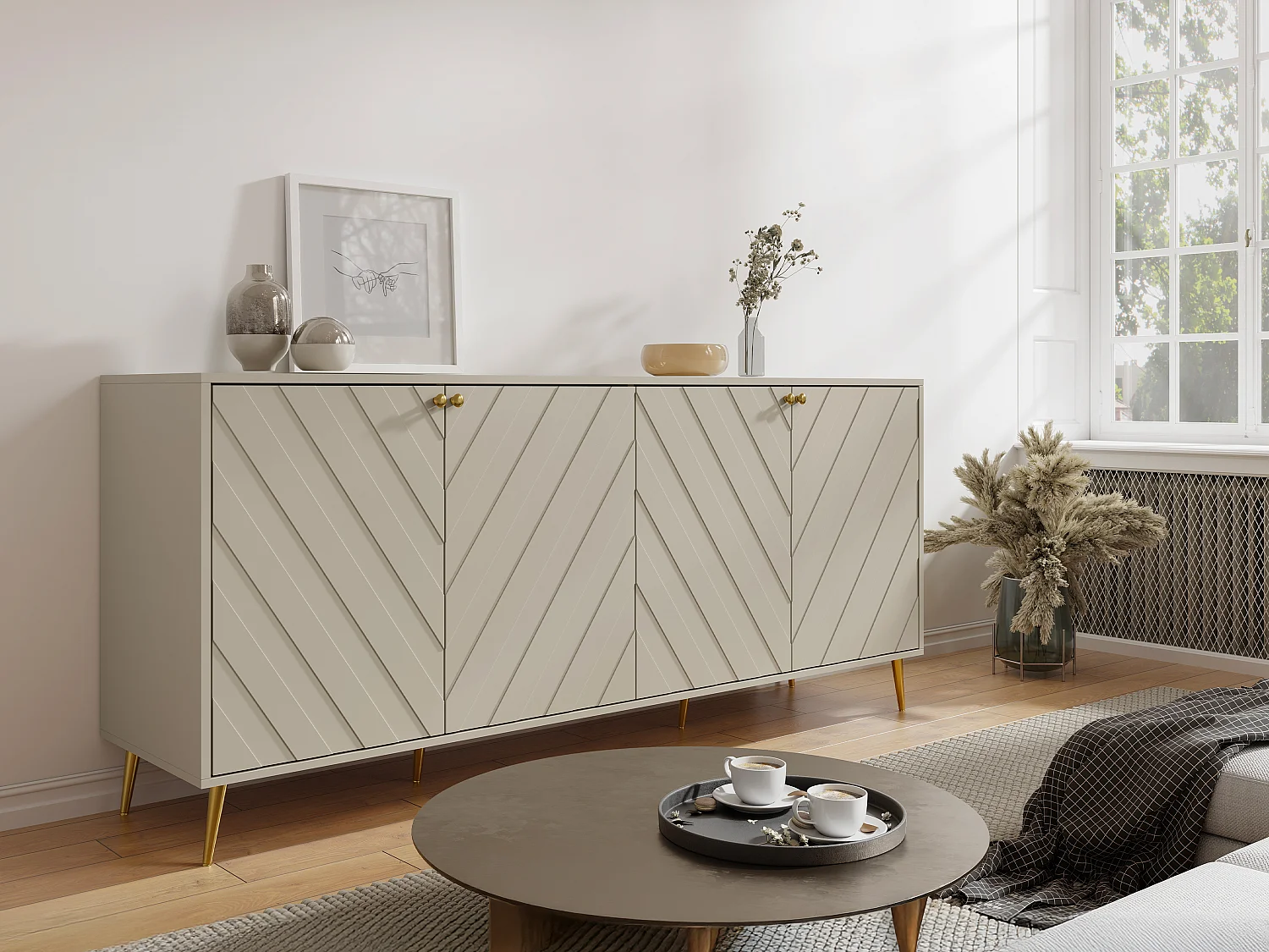 Buffet med 4 dörrar - Beige - TEODA av Pascal Morabito