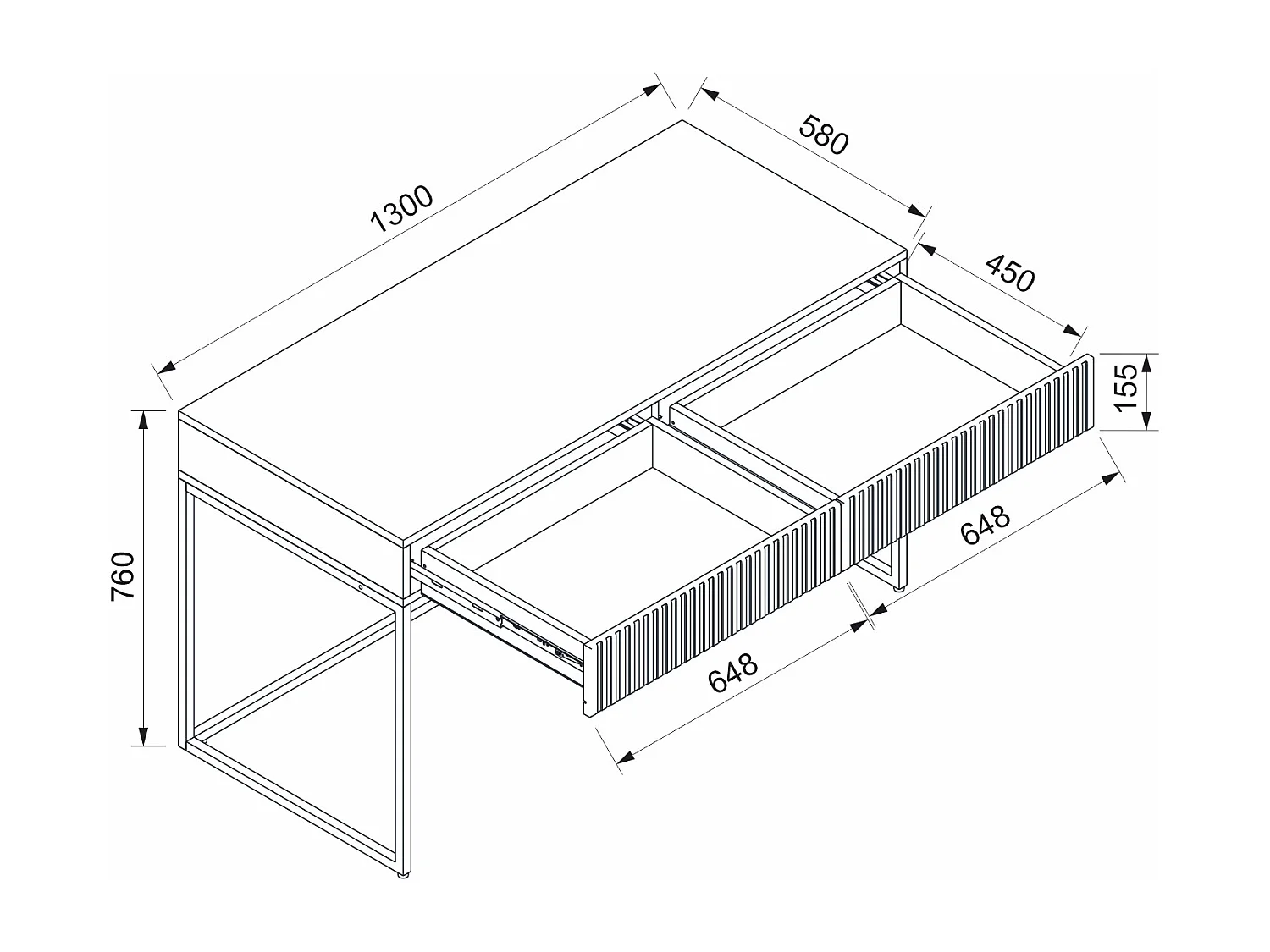 Bureau avec 2 tiroirs - Beige - CALDRIN de Pascal Morabito