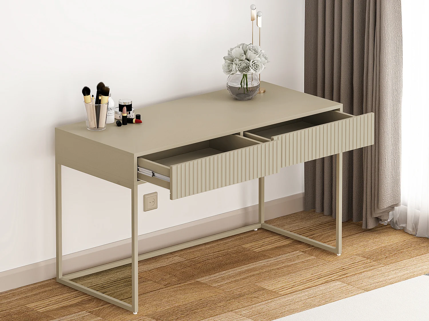 Bureau avec 2 tiroirs - Beige - CALDRIN de Pascal Morabito