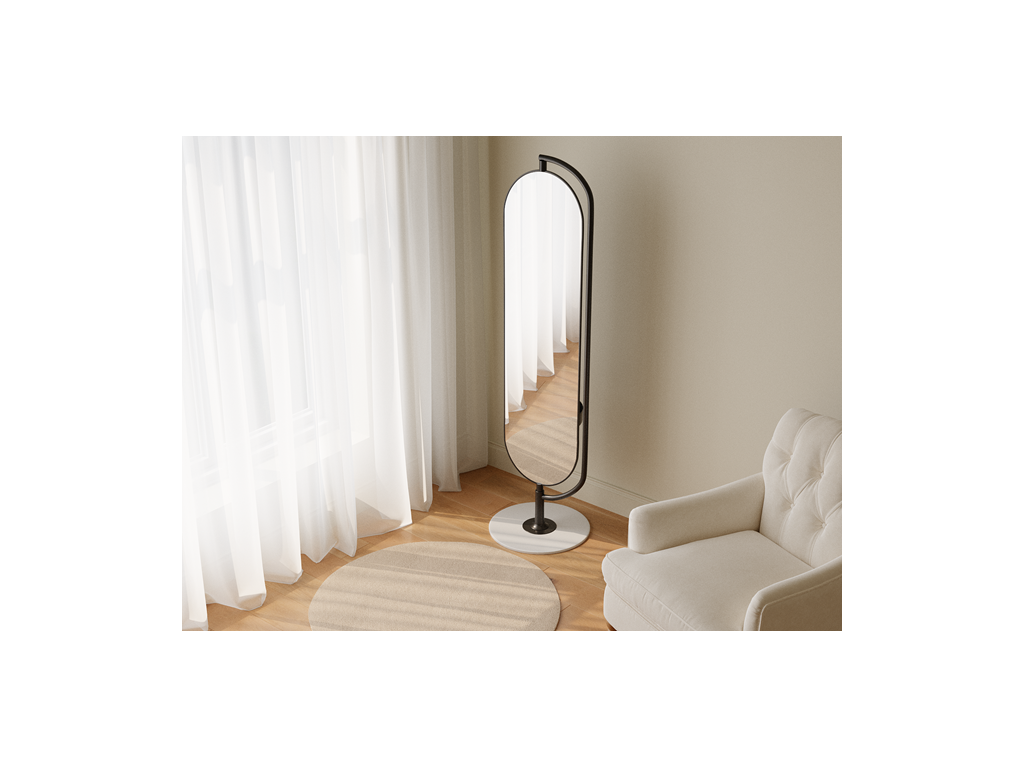 Standspiegel mit Ablage & Haken - Metall - 44 x 169 cm - Schwarz - TOMONO günstig online kaufen