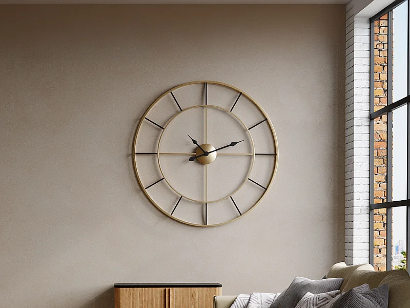 Grote wandklok van metaal - D110 cm - Goudkleurig - ASHLAND