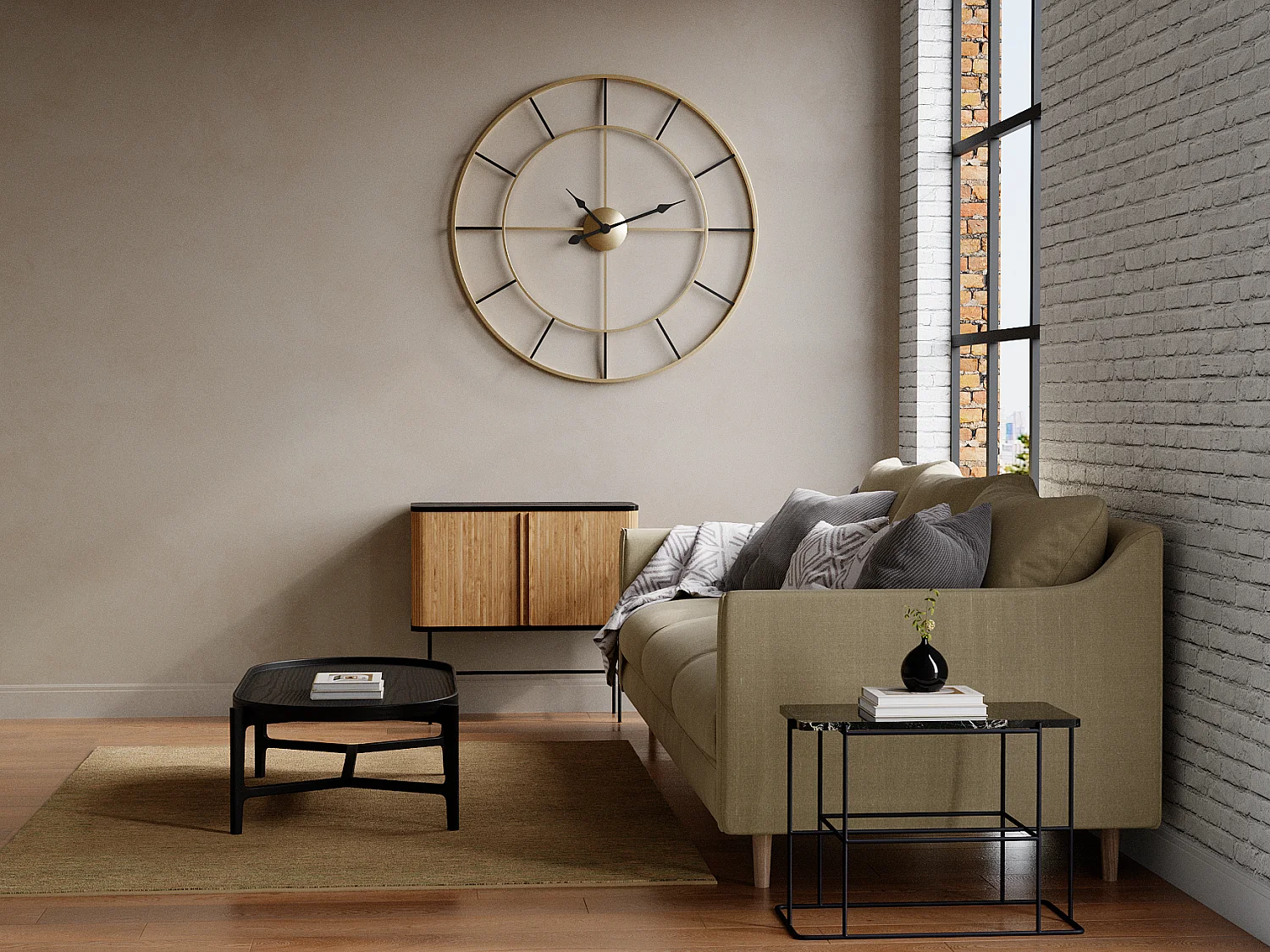 Grande horloge murale en métal - D. 110 cm - Doré - ASHLAND