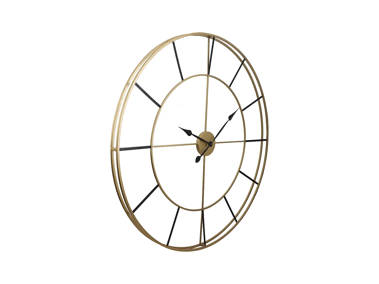 Stort vægur i metal - D. 110 cm - Guld - ASHLAND