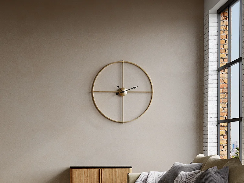 Horloge murale en métal - D. 80 cm - Doré - NEWPORT