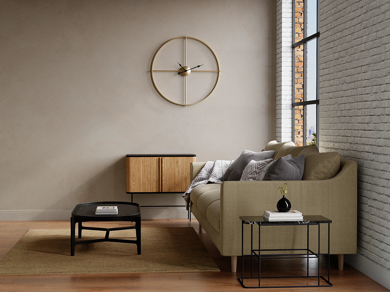 Horloge murale en métal - D. 80 cm - Doré - NEWPORT