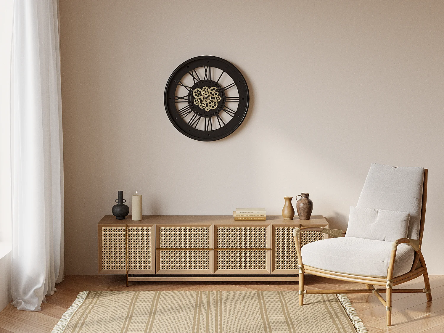 Relógio de parede industrial em metal e vidro D60 cm antracite - ASTORIA