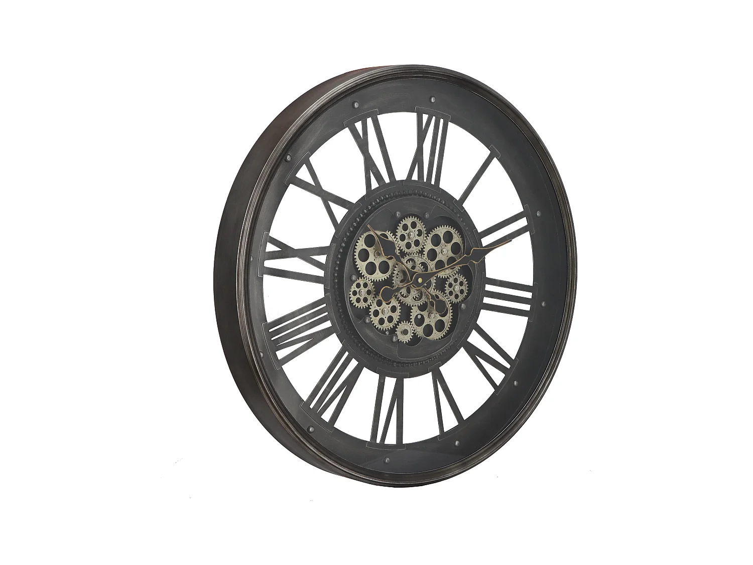 Industriële wandklok van metaal en glas - D60 cm - Antraciet - ASTORIA