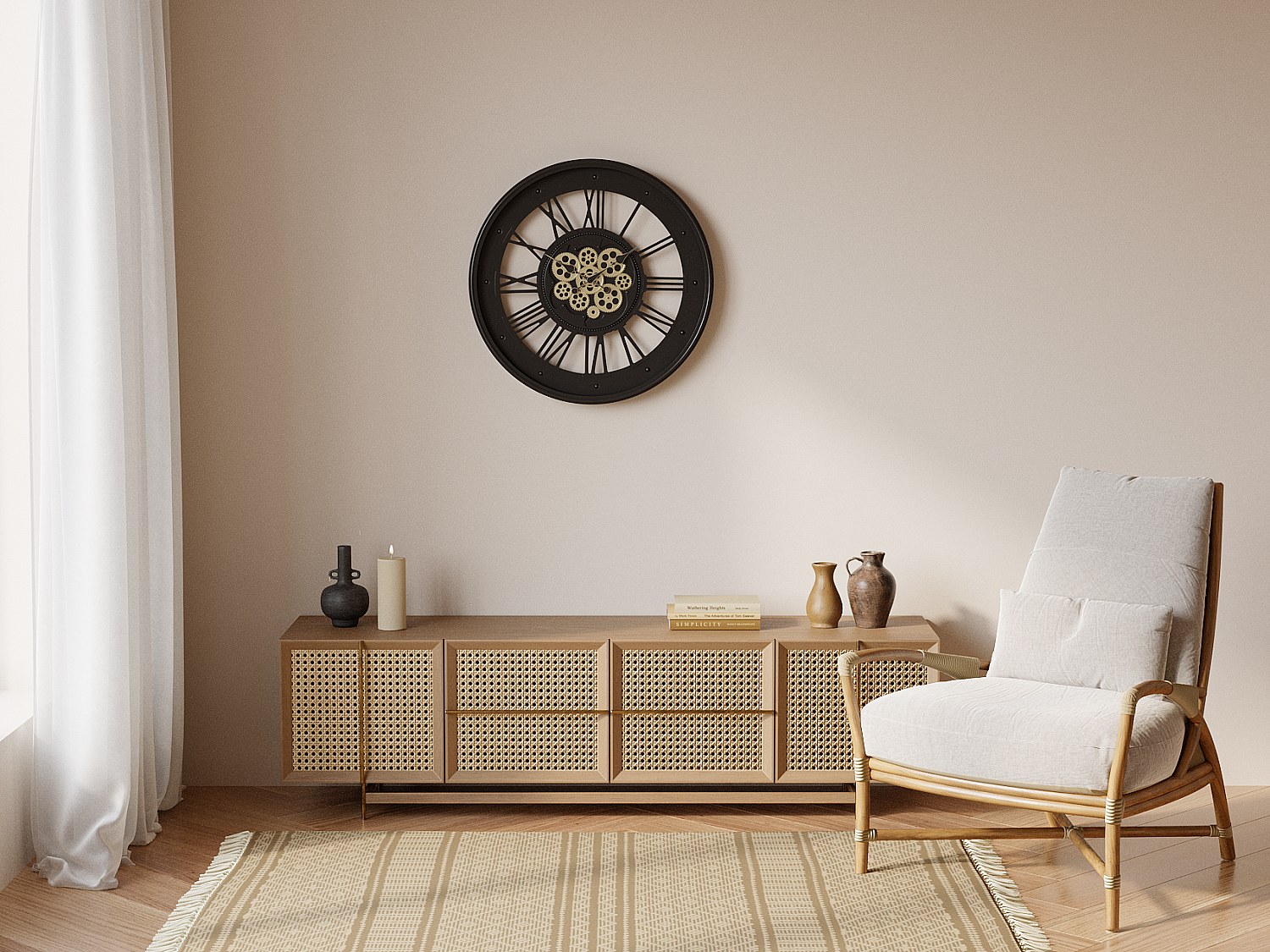 Wanduhr - Industrial Style - Metall & Glas - 60 cm - Anthrazit - ASTORIA günstig online kaufen