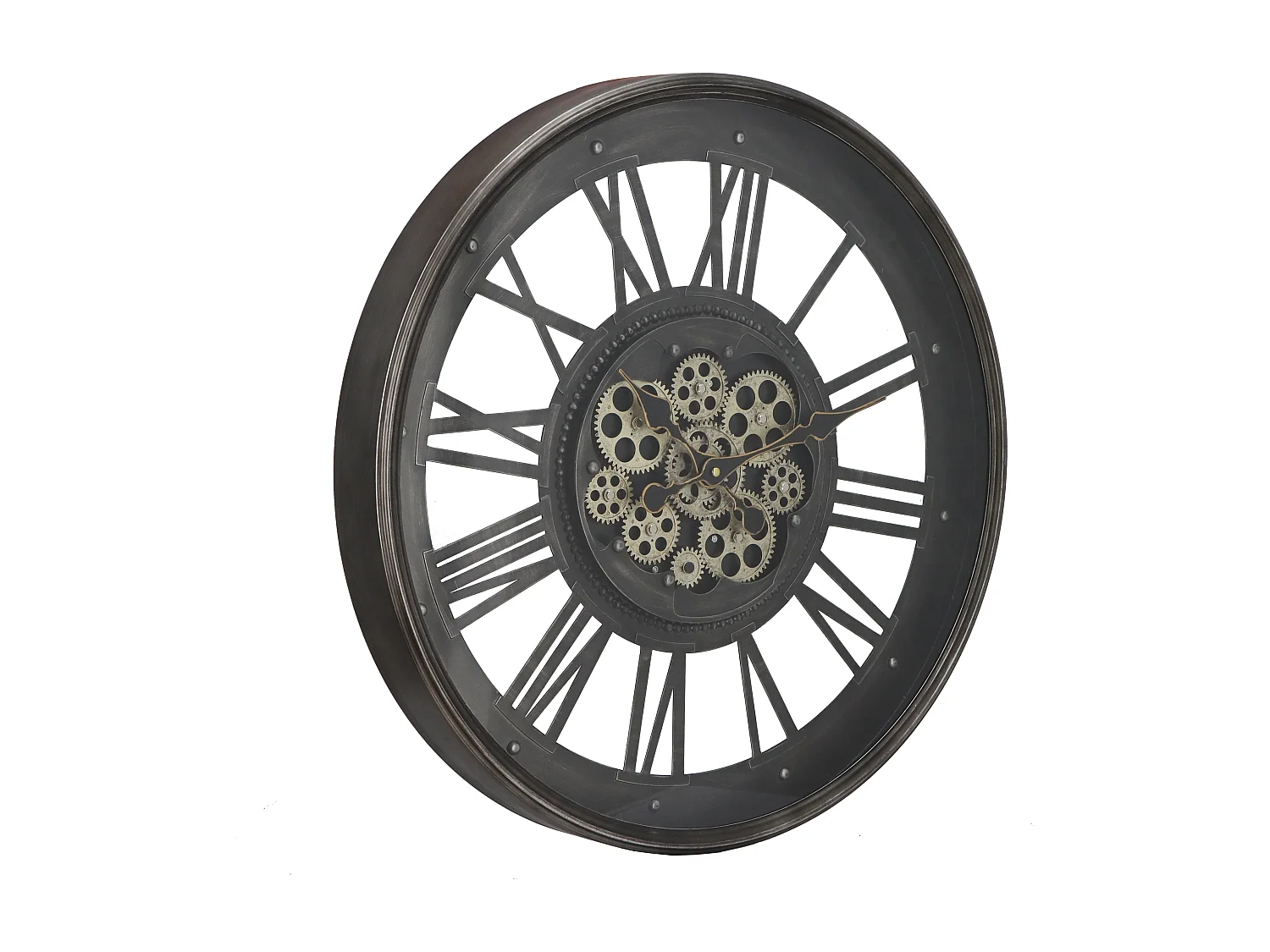 Horloge murale industrielle en métal et verre - D. 60 cm - Anthracite - ASTORIA