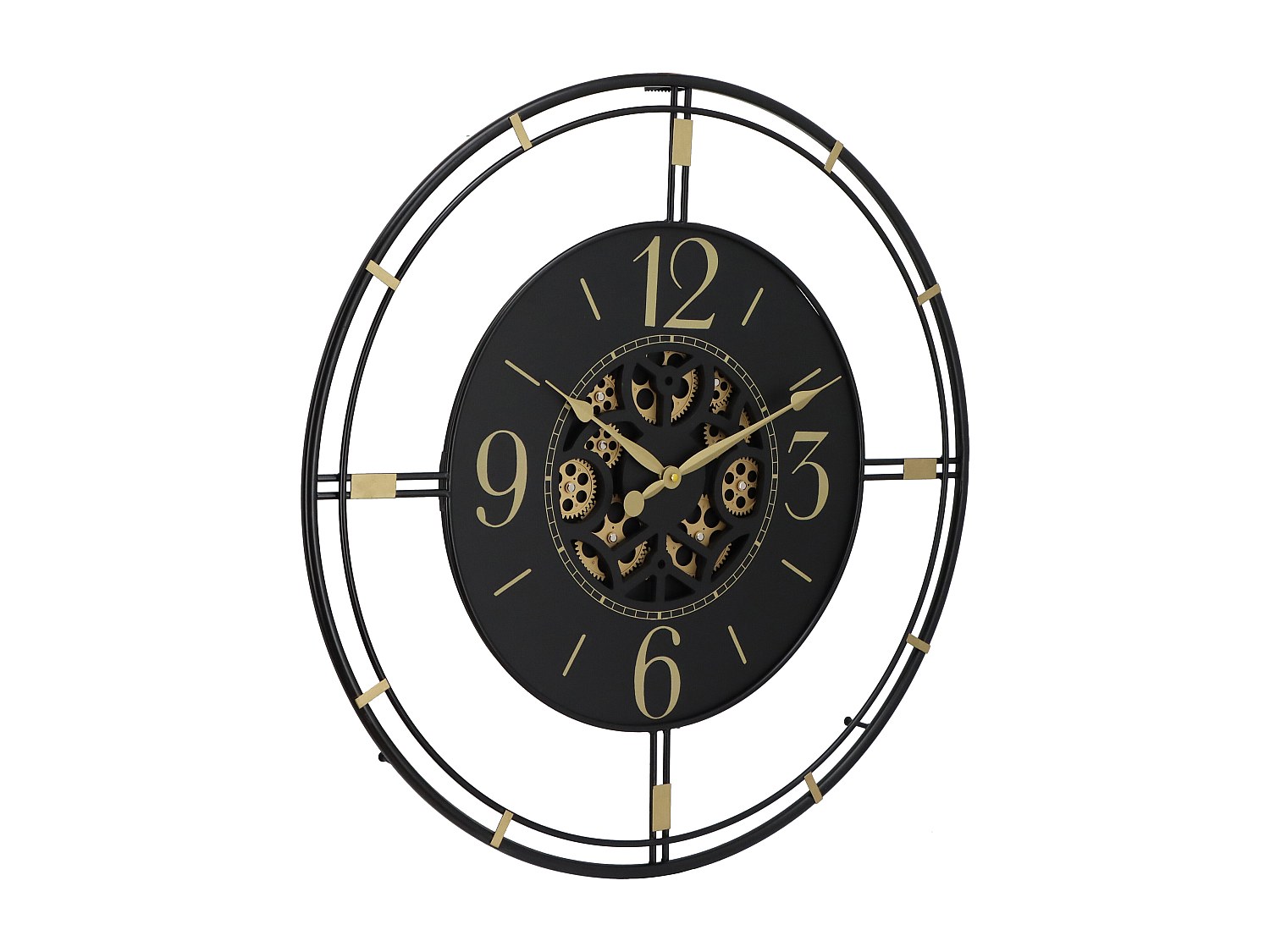 Wanduhr - Industrial Style - Metall - 70 cm - Schwarz & Goldfarben - SEDONA günstig online kaufen