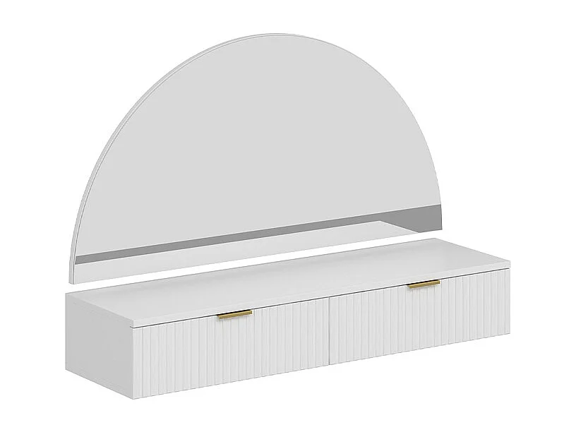 Toucador suspenso com espelho e LEDs, 2 gavetas, branco - FRALYN de Pascal Morabito