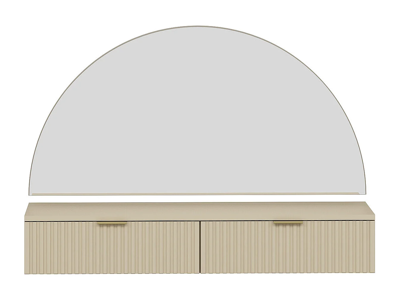 Veggmontert sminkebord med speil og LED - 2 skuffer - Beige - FRALYN fra Pascal Morabito