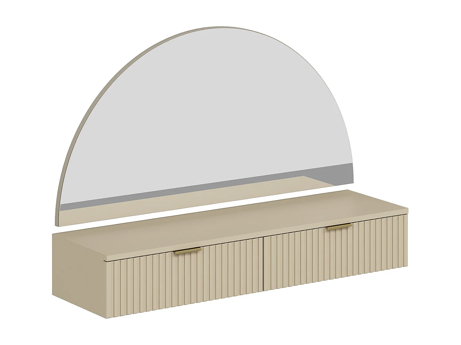 Toucador suspenso com espelho e LEDs, 2 gavetas, bege - FRALYN de Pascal Morabito