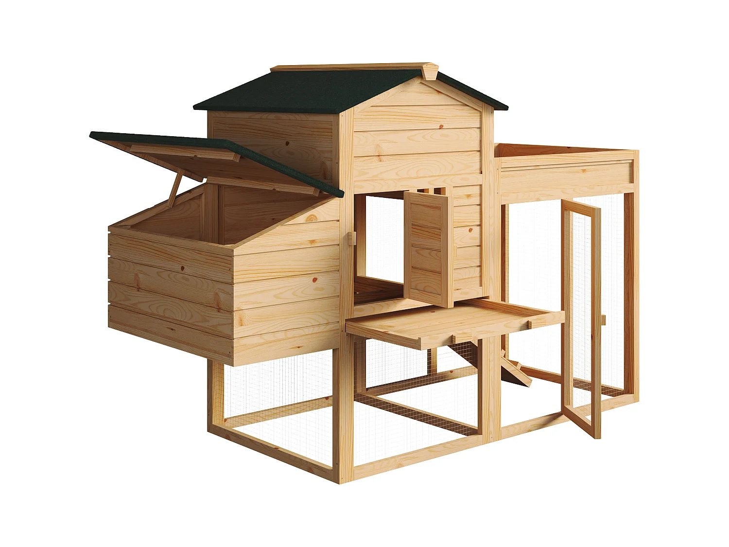 Hønsehus med indhegning og køkkenhave - 4 høns - L. 168 x B. 64 x H. 109 cm - Natur - CAMPORA