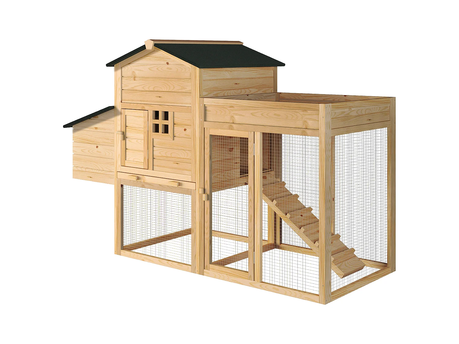 Hønsehus med indhegning og køkkenhave - 4 høns - L. 168 x B. 64 x H. 109 cm - Natur - CAMPORA