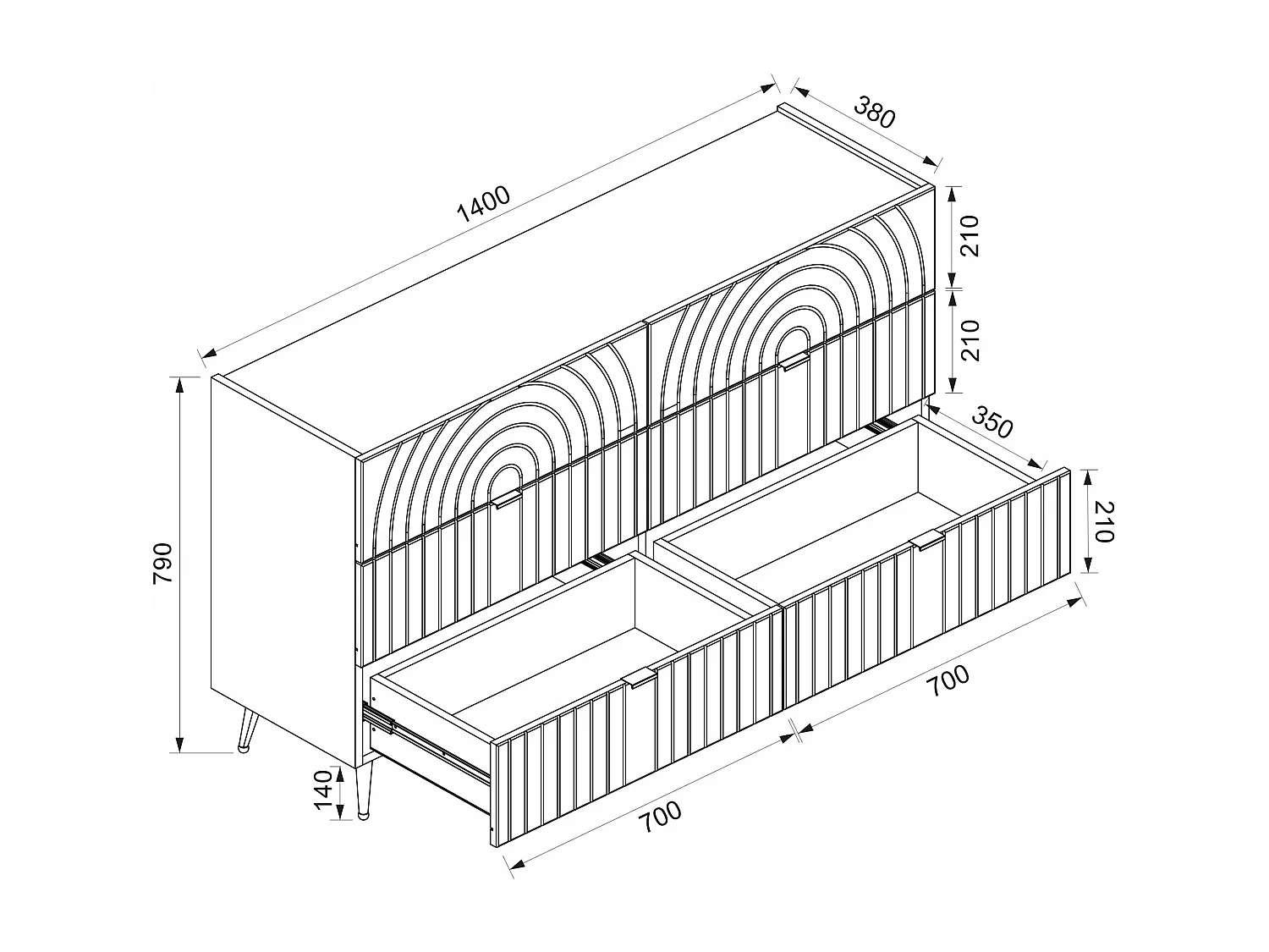 Commode 6 tiroirs - Beige - NORSIM de Pascal Morabito
