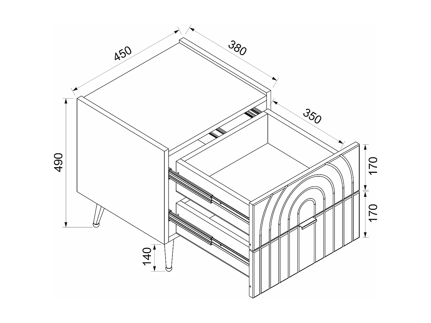 Table de chevet 2 tiroirs - Beige - NORSIM de Pascal Morabito