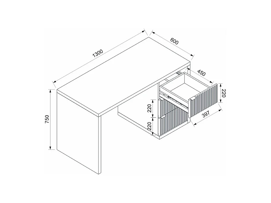 Escritorio con 3 cajones - Blanco - MABELI de Pascal Morabito