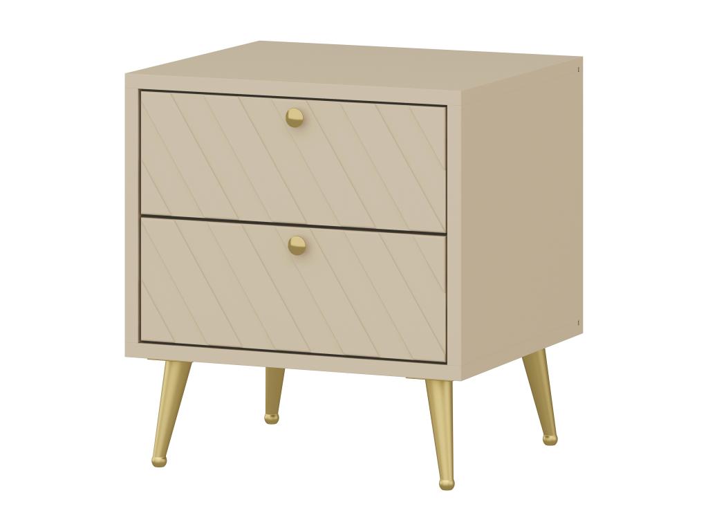 Nachttisch mit 2 Schubladen - Beige - TEODA von Pascal Morabito günstig online kaufen