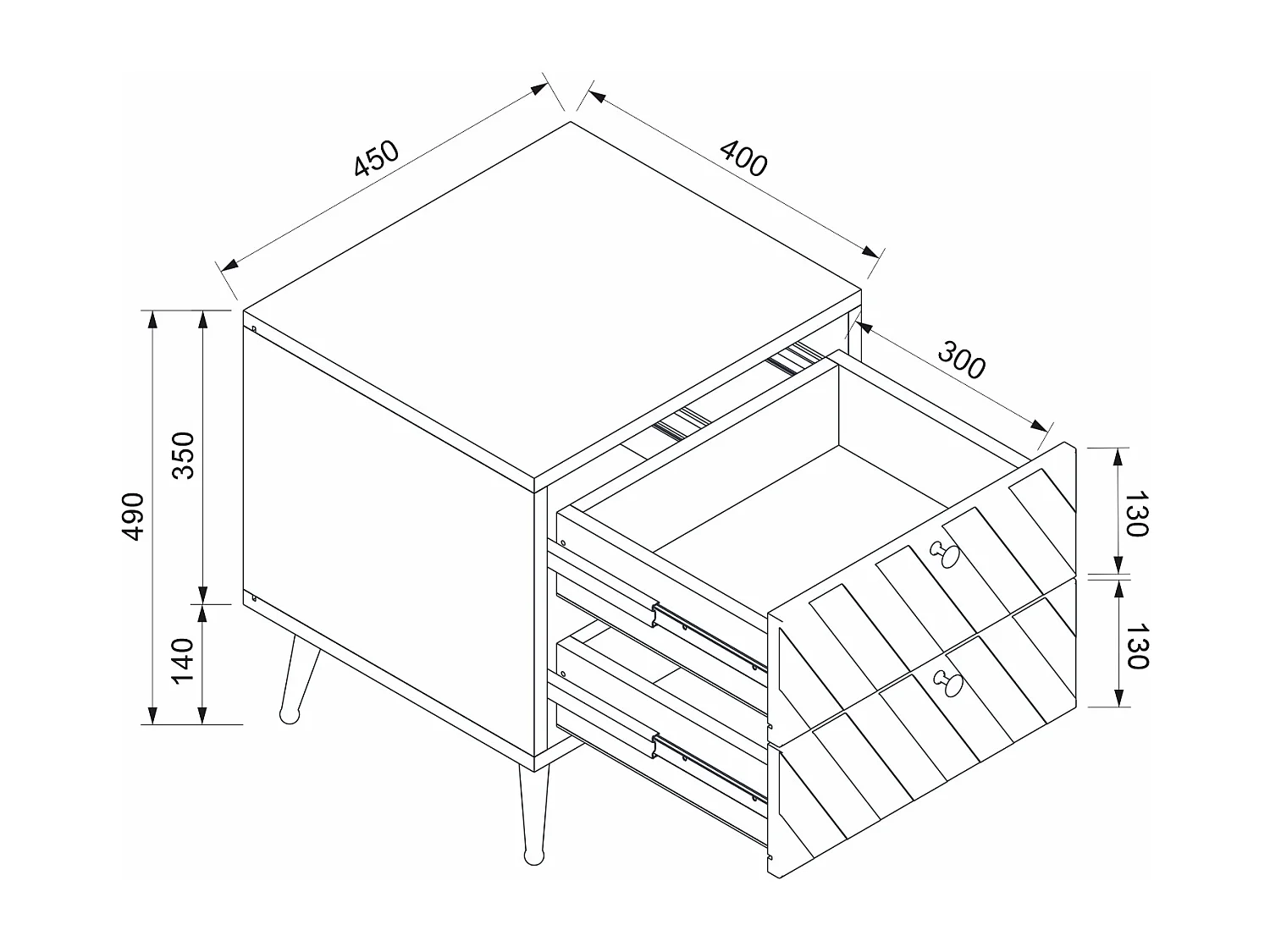 Table de chevet 2 tiroirs - Beige - TEODA de Pascal Morabito