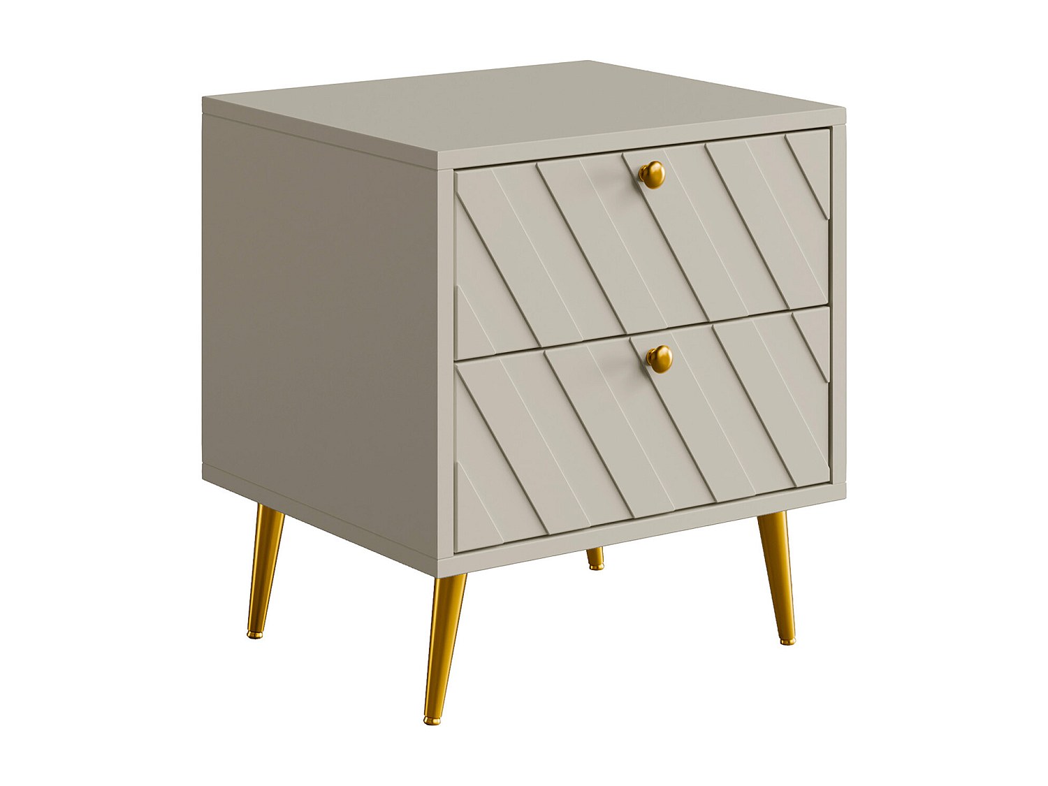 Nachttisch mit 2 Schubladen - Beige - TEODA von Pascal Morabito günstig online kaufen