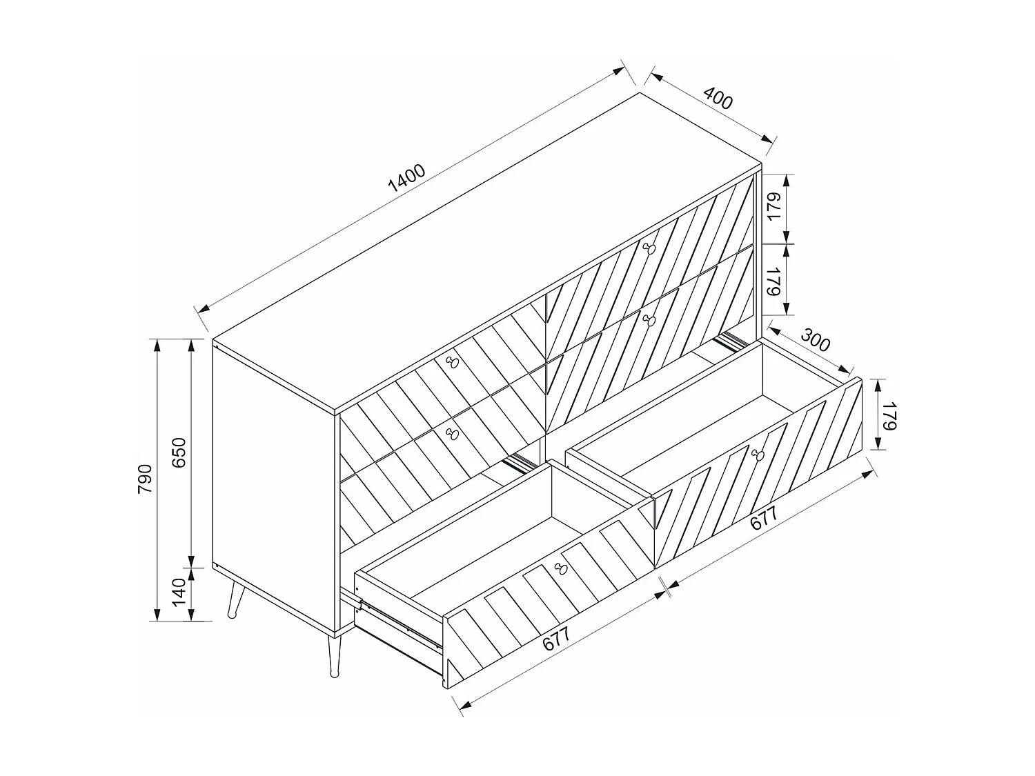 Cómoda 6 gavetas bege - TEODA de Pascal Morabito