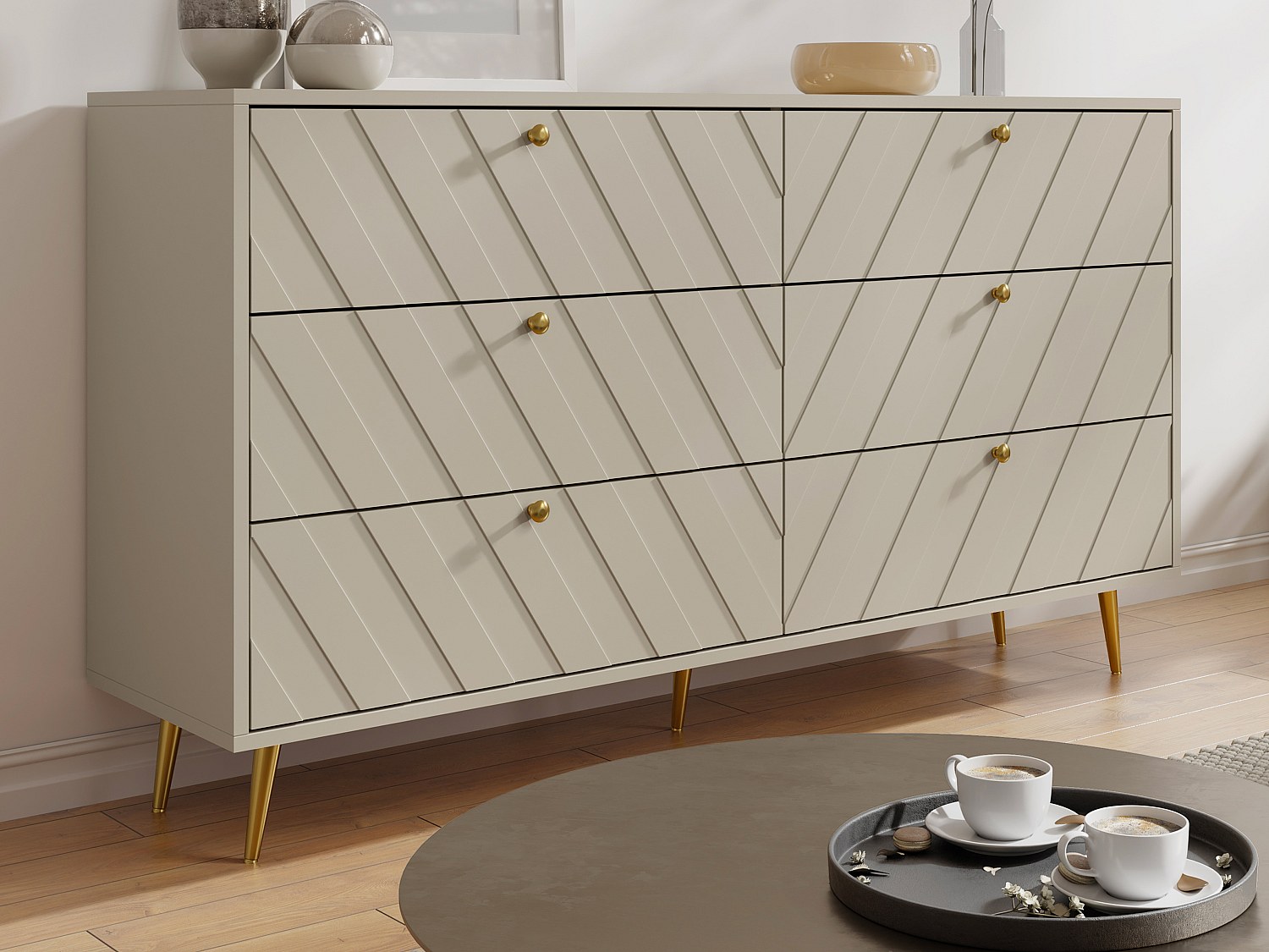 Kommode med 6 skuffer - Beige - TEODA av Pascal Morabito