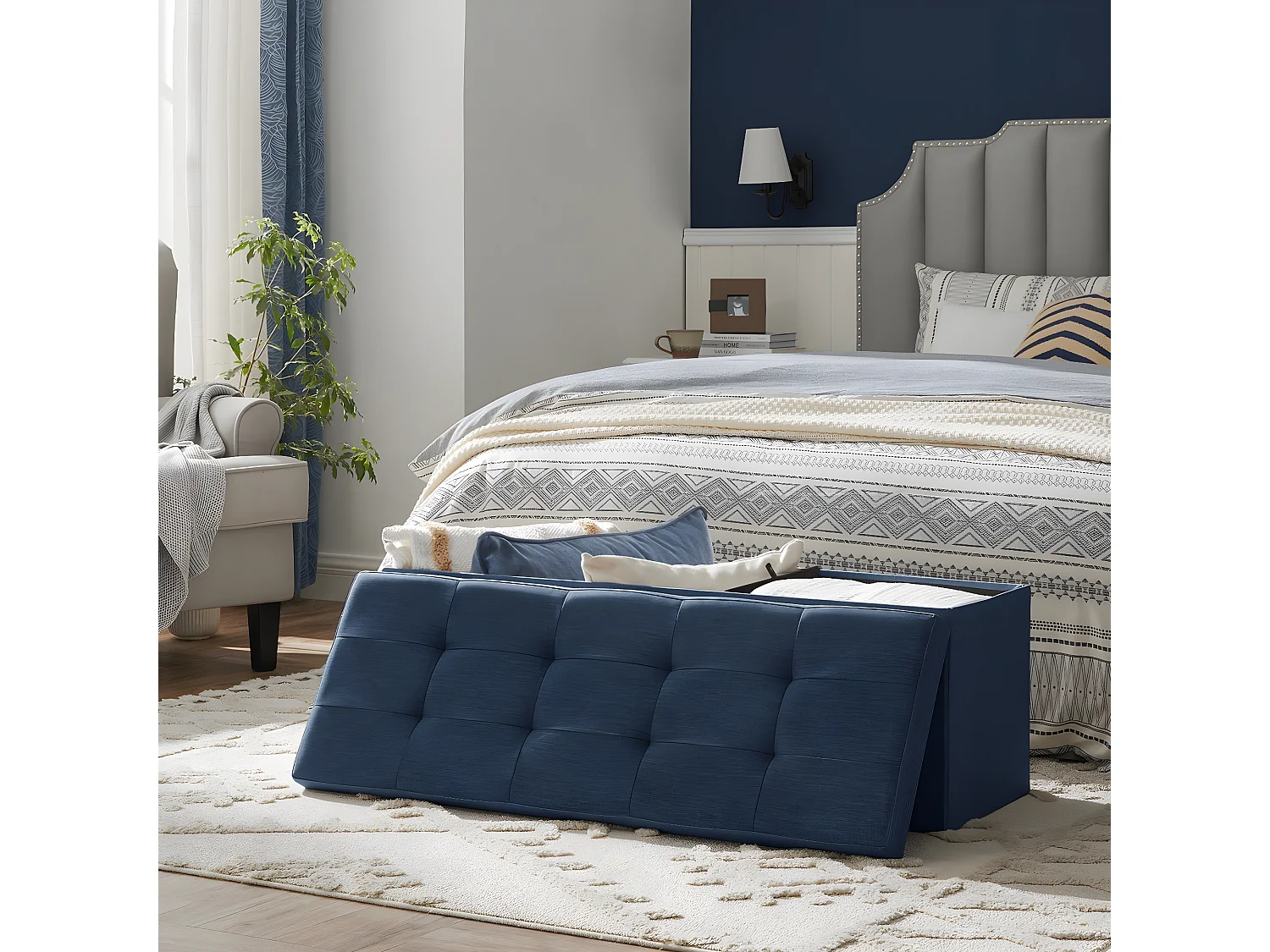 Coffre de rangement capitonné - L110 cm