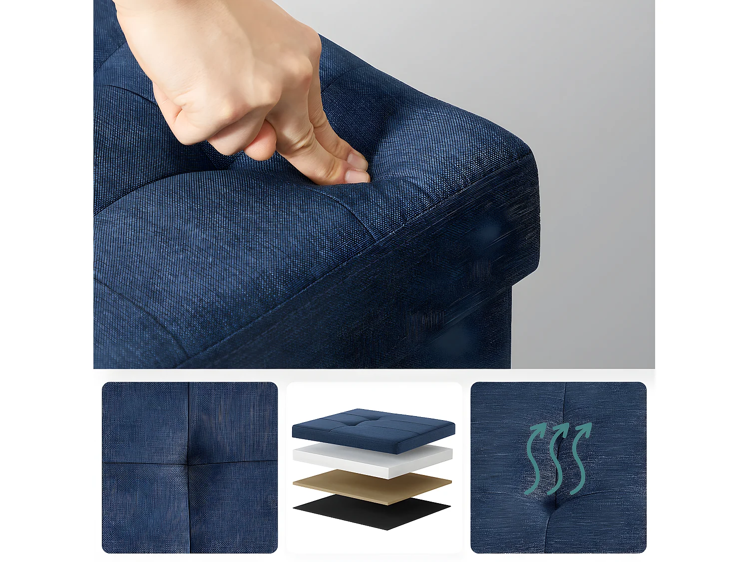 Coffre de rangement capitonné - L110 cm