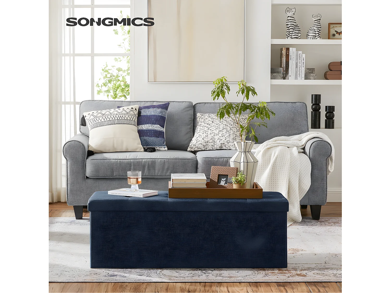 Coffre de rangement capitonné - L110 cm