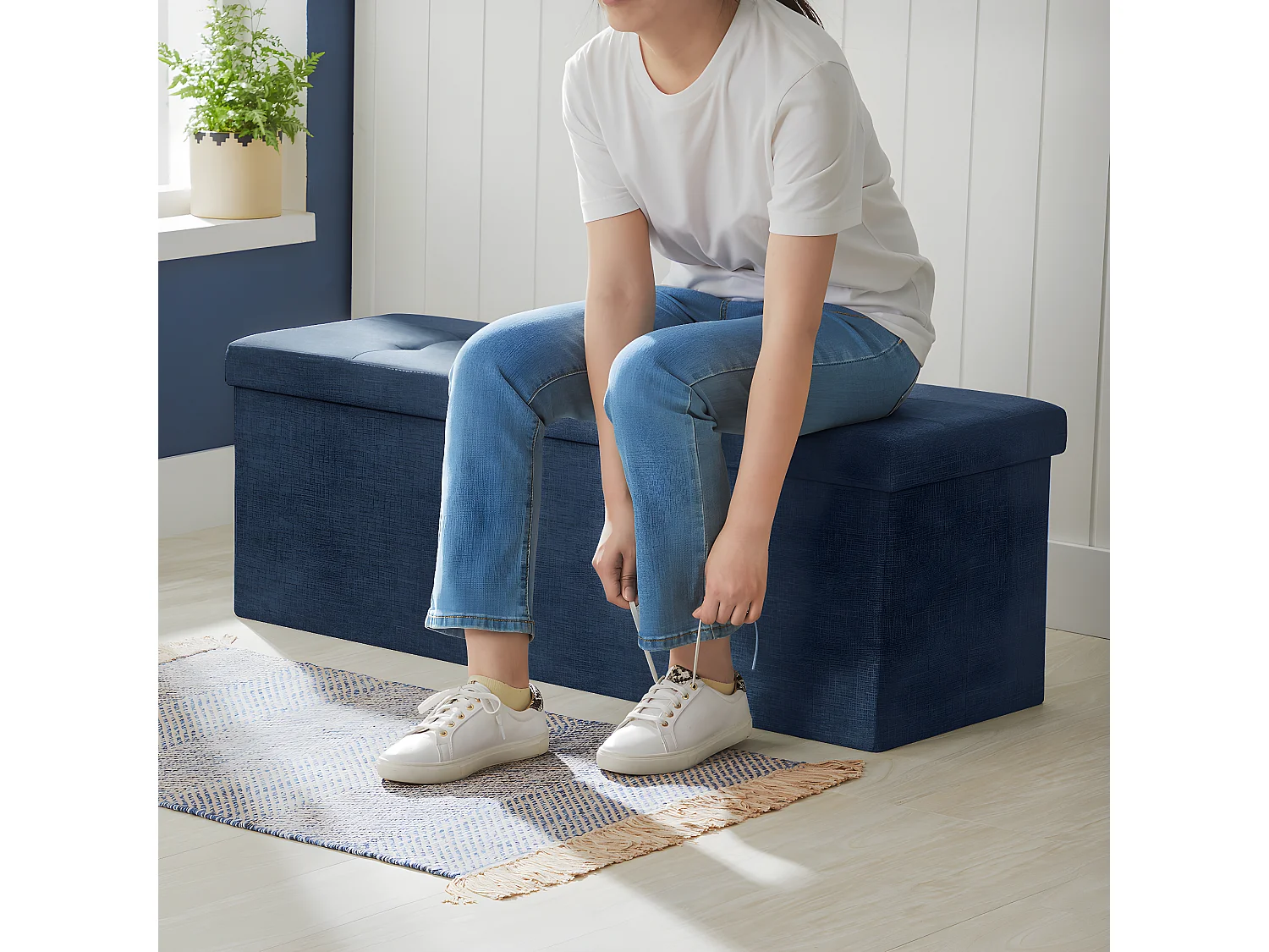 Coffre de rangement capitonné - L110 cm