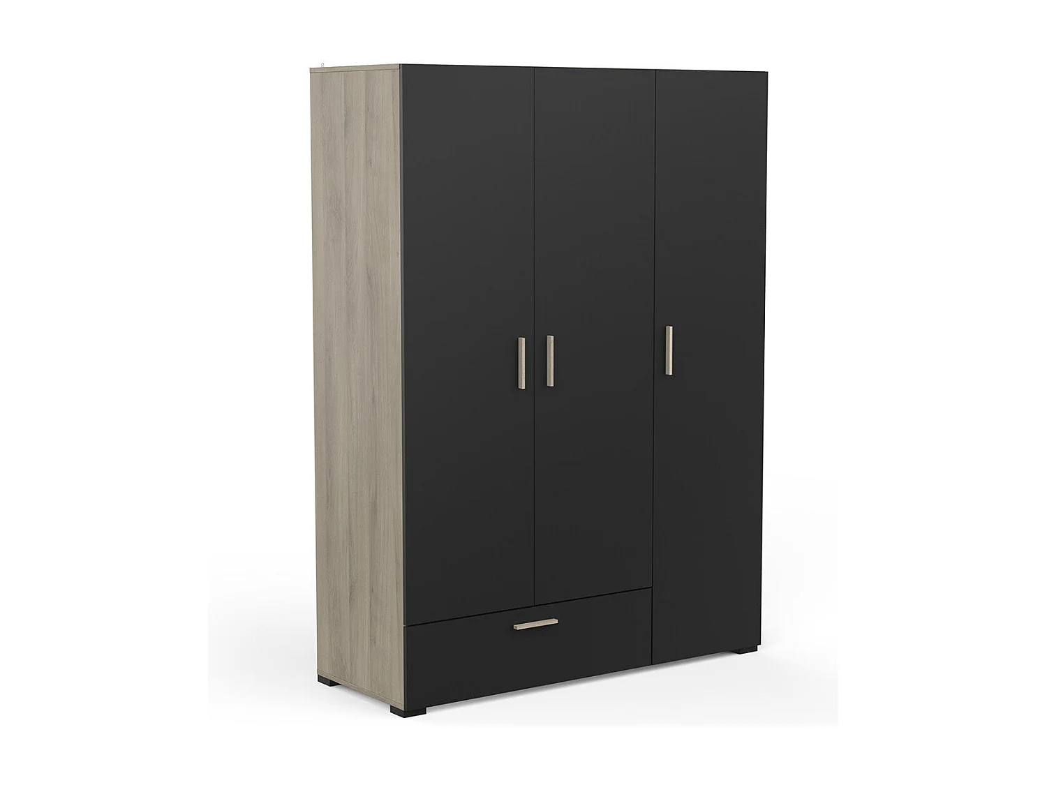Armoire 3 portes, 1 tiroir et penderie avec lingère - L134,6 cm