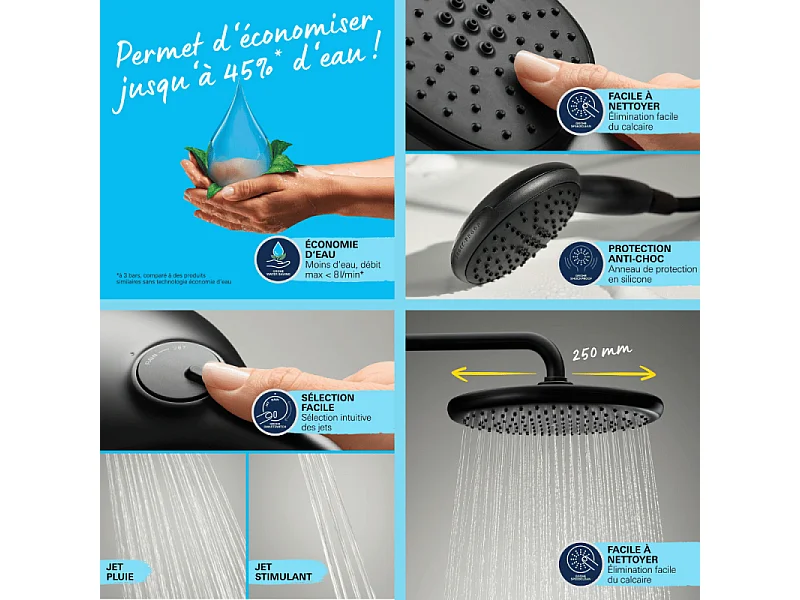 Columna de ducha sin grifo GROHE Vitalio Start 250 negro