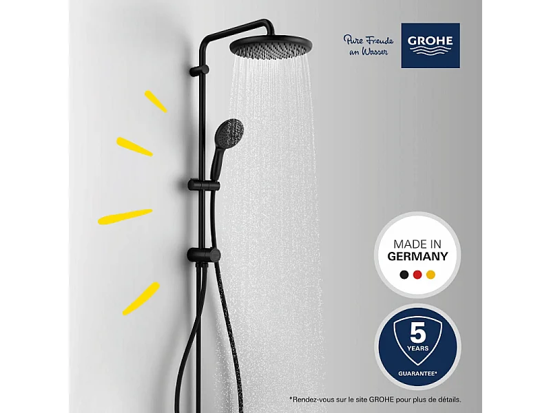 Colonne douche sans robinnetterie GROHE Vitalio Start 250 noire