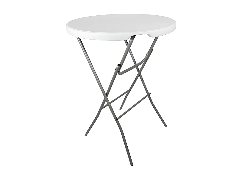 Table camping réception Mange Debout Pliable Diam 80cm X Hauteur 110cm Blanche