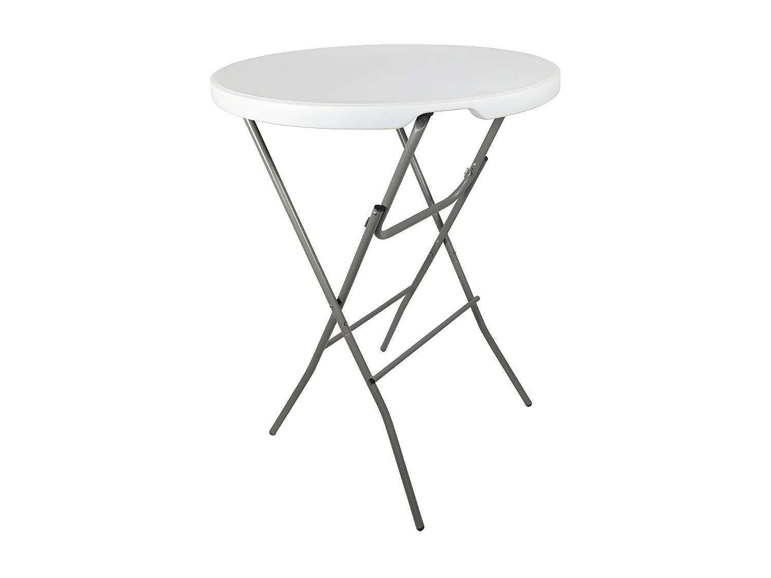 Table camping réception Mange Debout Pliable Diam 80cm X Hauteur 110cm Blanche