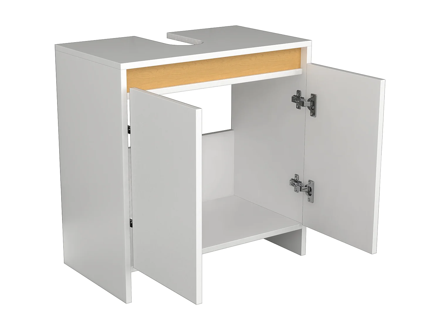 Bathroom furniture washbasin cabinet Malira White / Honey oak H. 60 x W. 58 x D. 33 cm