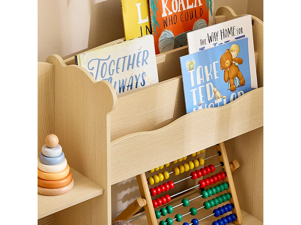 SoBuy Kinderopbergplank, kindermeubelopslag voor boeken en speelgoed, organisator boekenkast voor kinderslaapkamer, speelkamer, woonkamer, 91x30x100 cm, KMB101-N