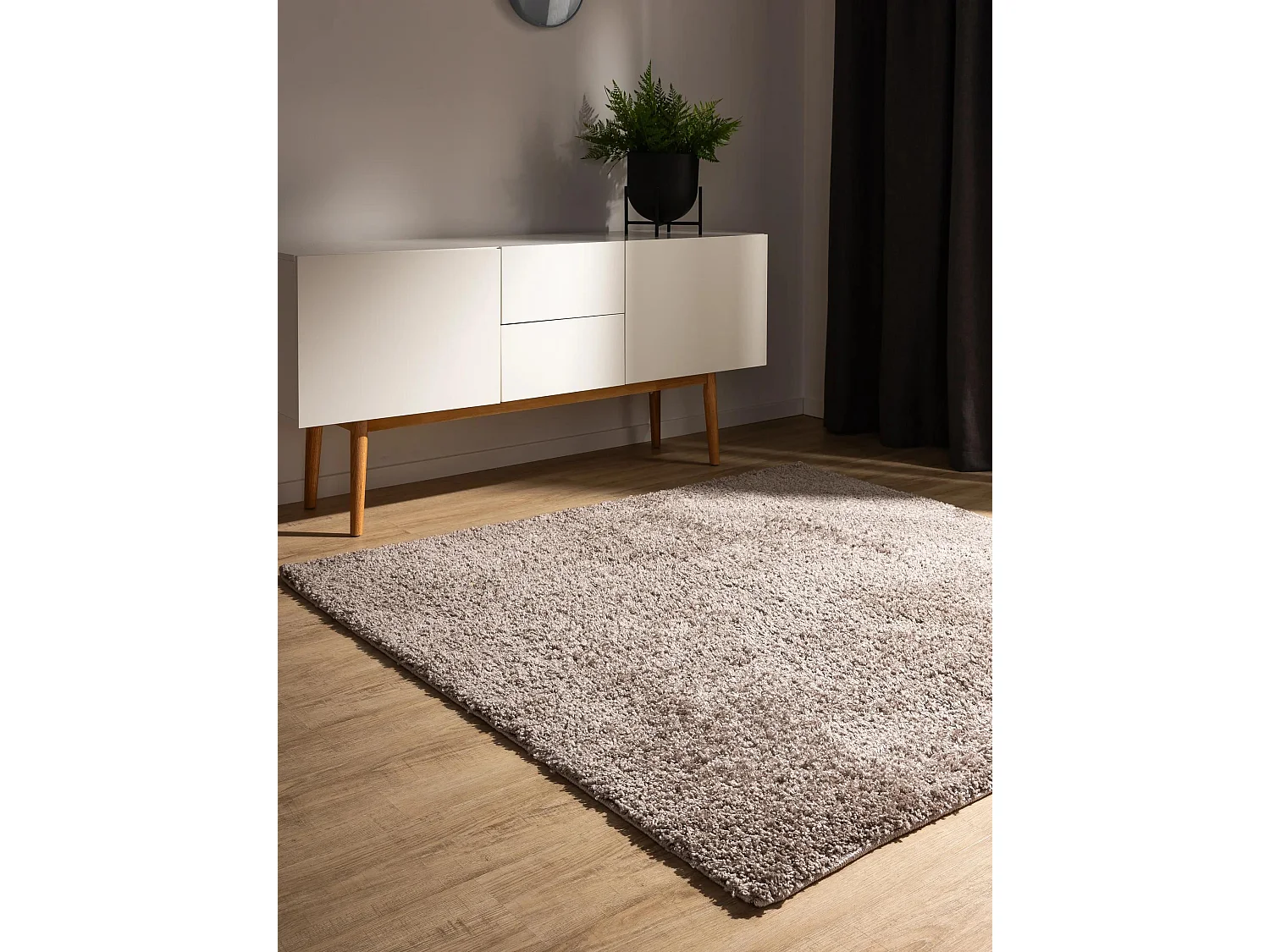 Tapis à poils longs Soho Taupe 200x200 cm