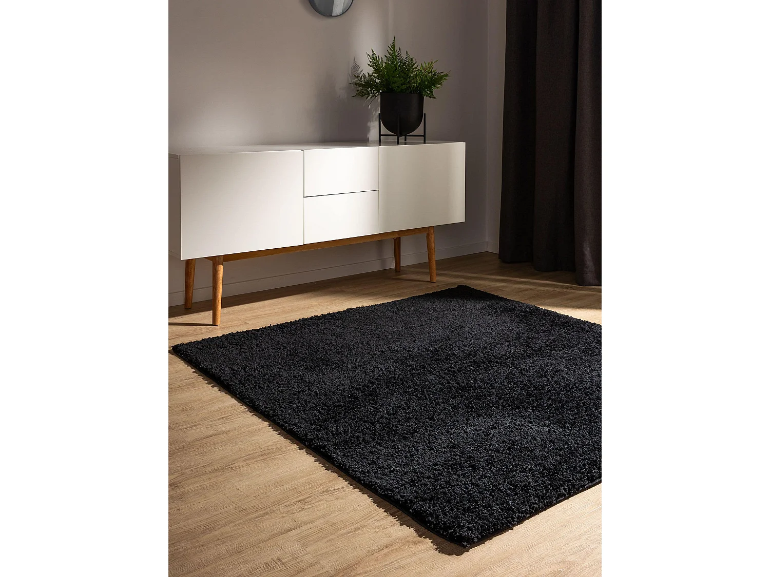 Tapis à poils longs Soho Noir 160x160 cm